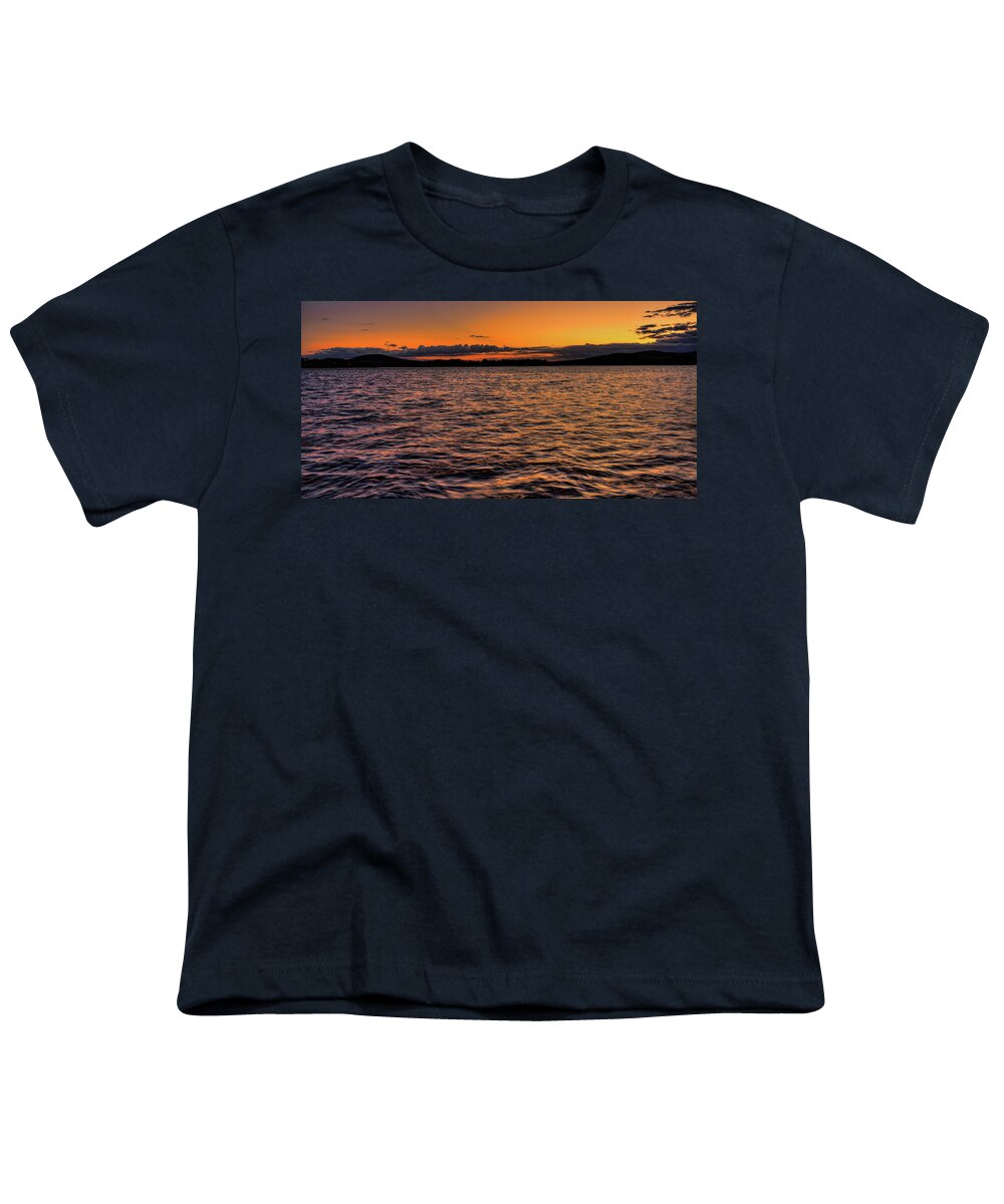 Panorama Youth T-Shirt featuring the photograph Fall Golden Waves On Lake Wausau by Dale Kauzlaric