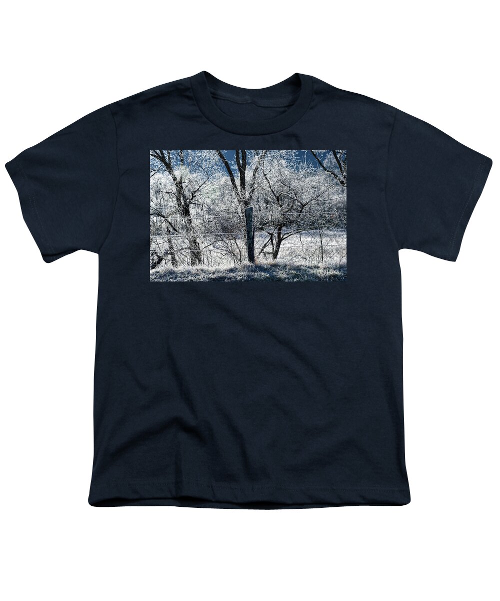 Cades Cove Youth T-Shirt featuring the photograph Frozen Fence by Phil Perkins