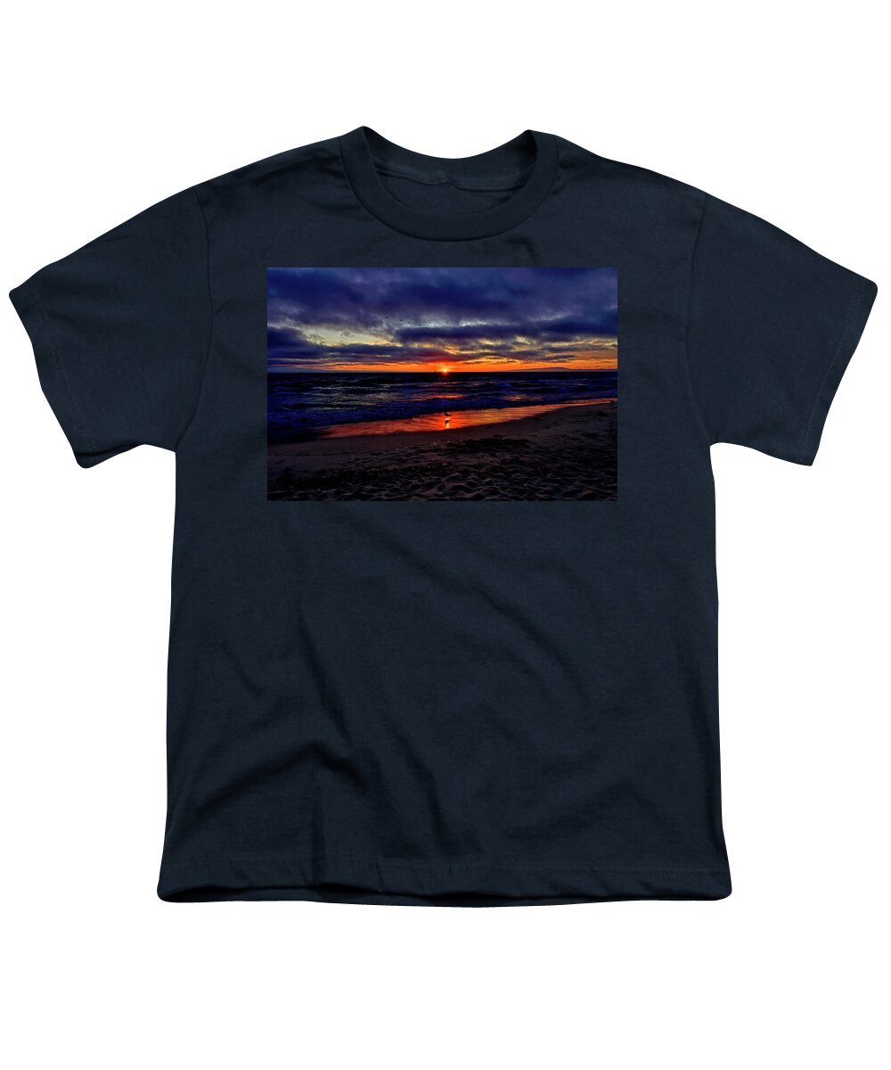 Sunset Youth T-Shirt featuring the photograph Glittering Sunset at Moss Landing Beach, California by Amazing Action Photo Video