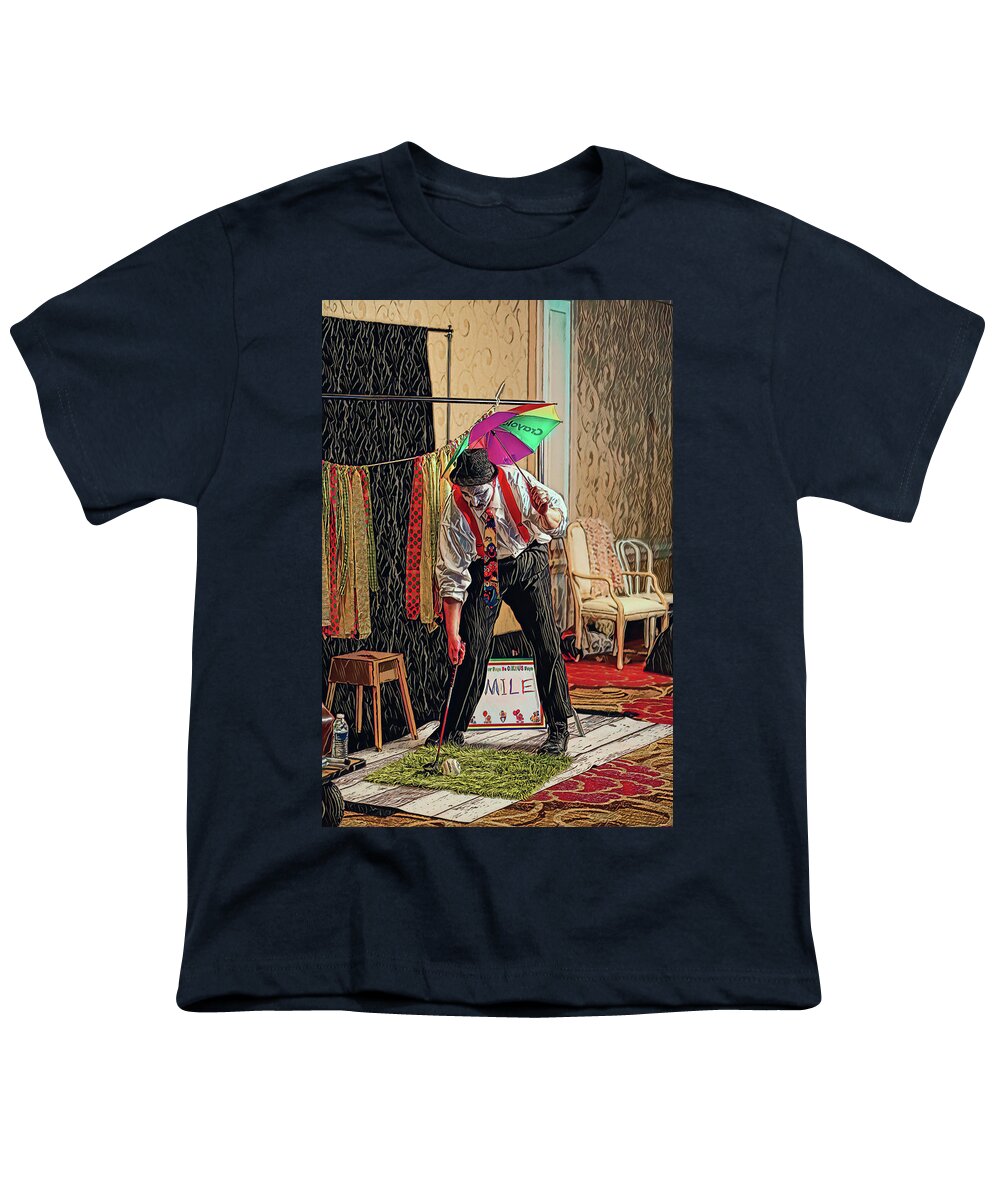 Clown Youth T-Shirt featuring the photograph Golfing Clown-Digital Art 2 by Steve Templeton