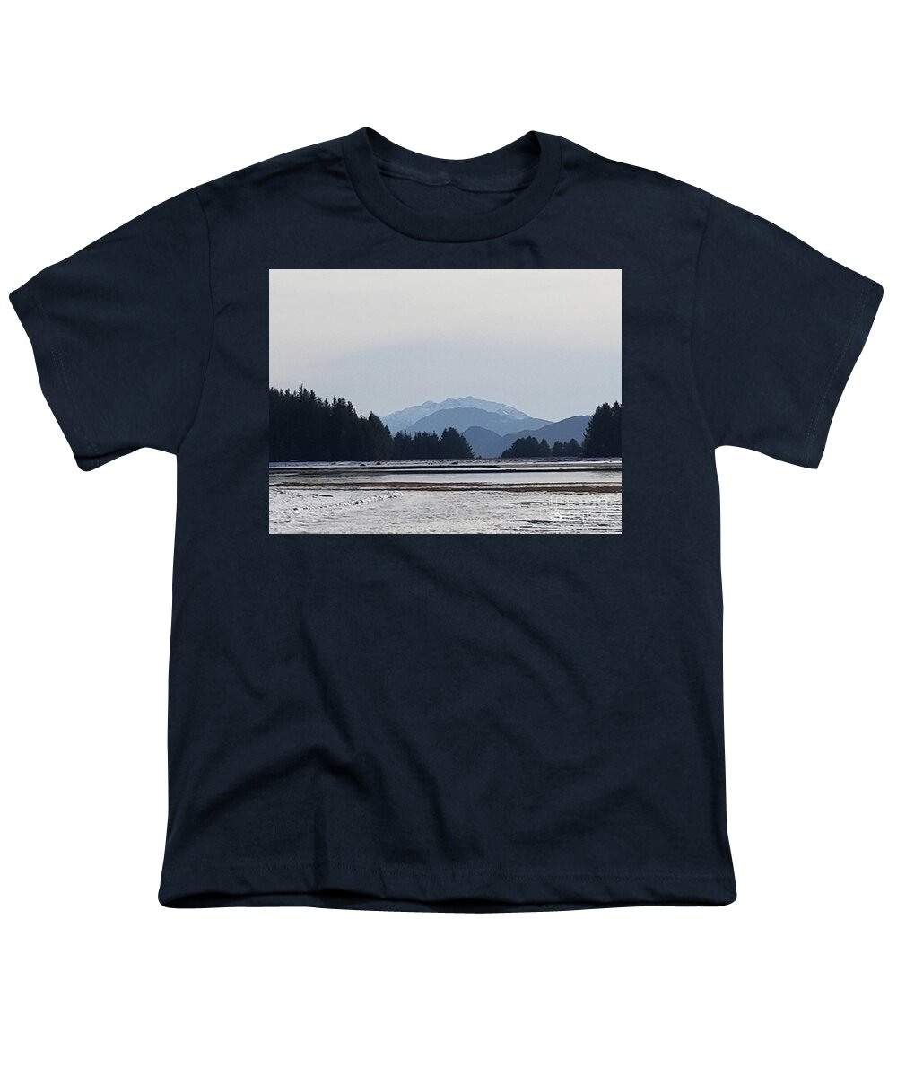#juneau #alaska #ak #tours #cruise #boyscoutcamp #eaglebeach #vacation #winter #cold #shading #sherlterisland #admiraltyisland Youth T-Shirt featuring the photograph Greyscale by Charles Vice