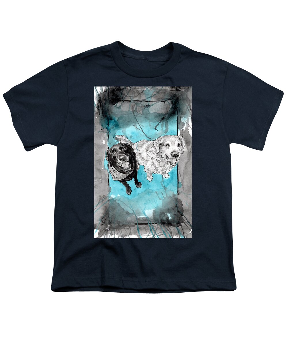 Dog Youth T-Shirt featuring the painting Jake and Riley by Tiffany DiGiacomo