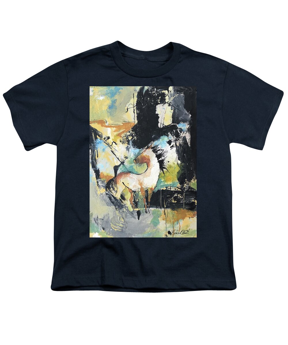 Horse Abstract Youth T-Shirt featuring the painting Majestic by Elaine Elliott