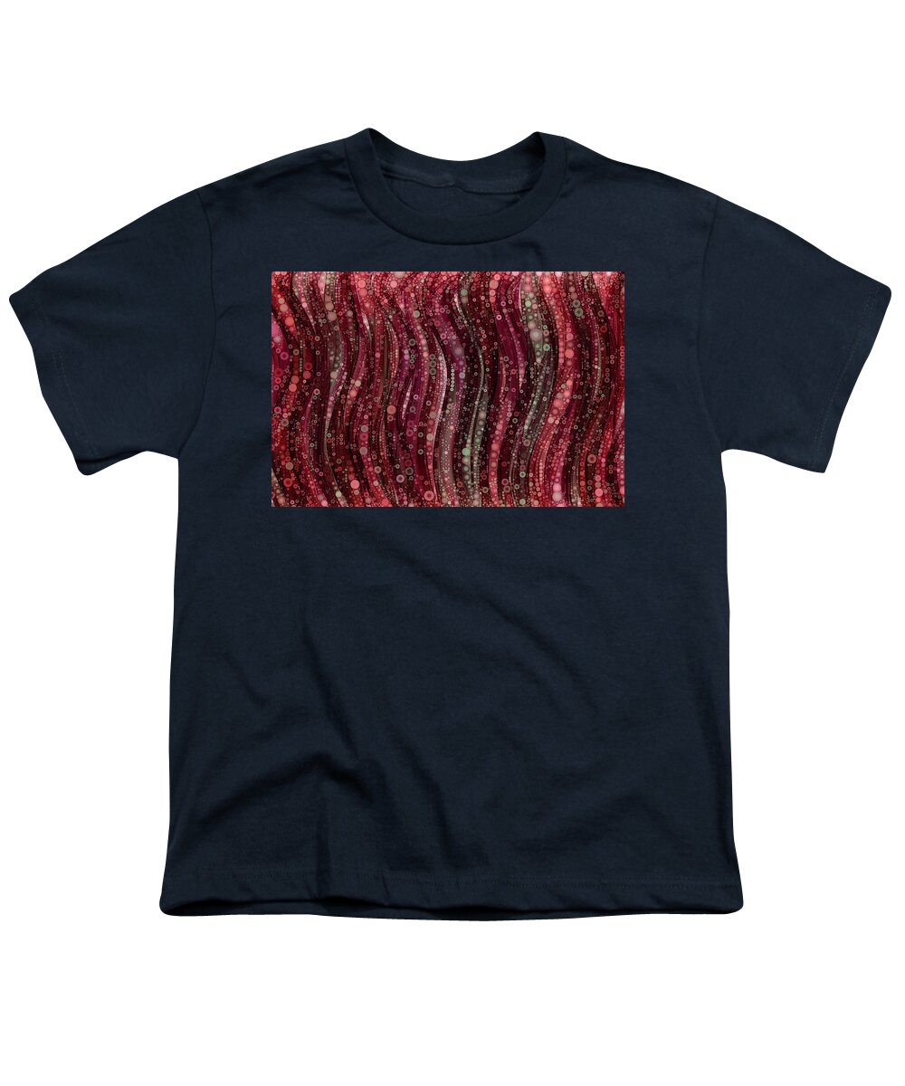 Red Abstracts Youth T-Shirt featuring the digital art Maroon and Burgundy Red Abstract Art by Peggy Collins