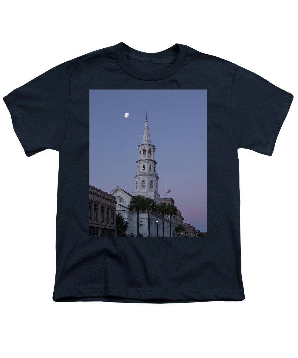 Charleston Youth T-Shirt featuring the photograph Moon Over Four Corners by John Kirkland