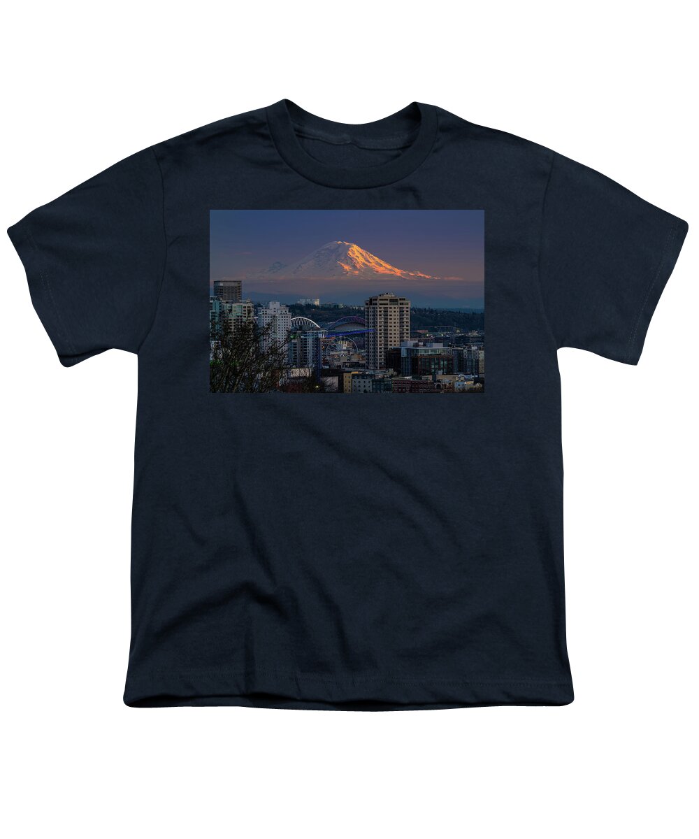 Mountain Youth T-Shirt featuring the photograph Mt Rainier is Near Here by Ken Stanback