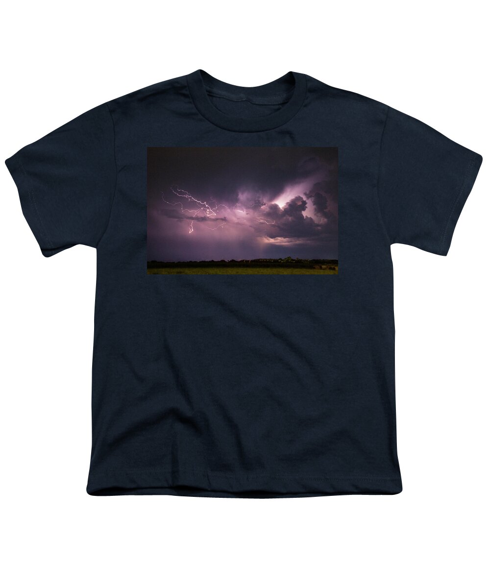Nebraskasc Youth T-Shirt featuring the photograph Nebraska August Lightning 042 by Dale Kaminski