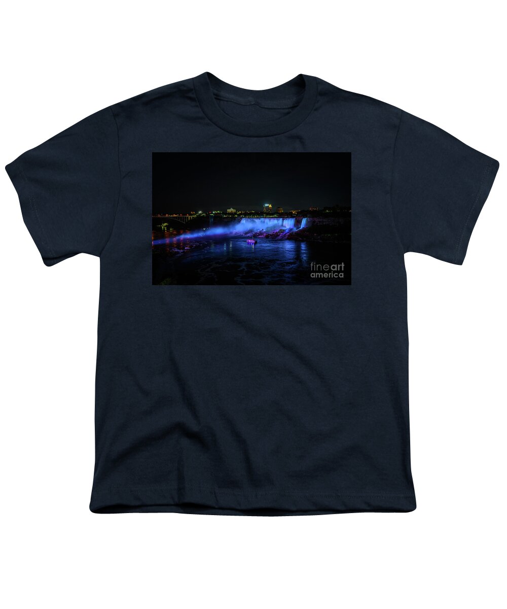 2022 Youth T-Shirt featuring the photograph Niagara Falls at Night by Stef Ko