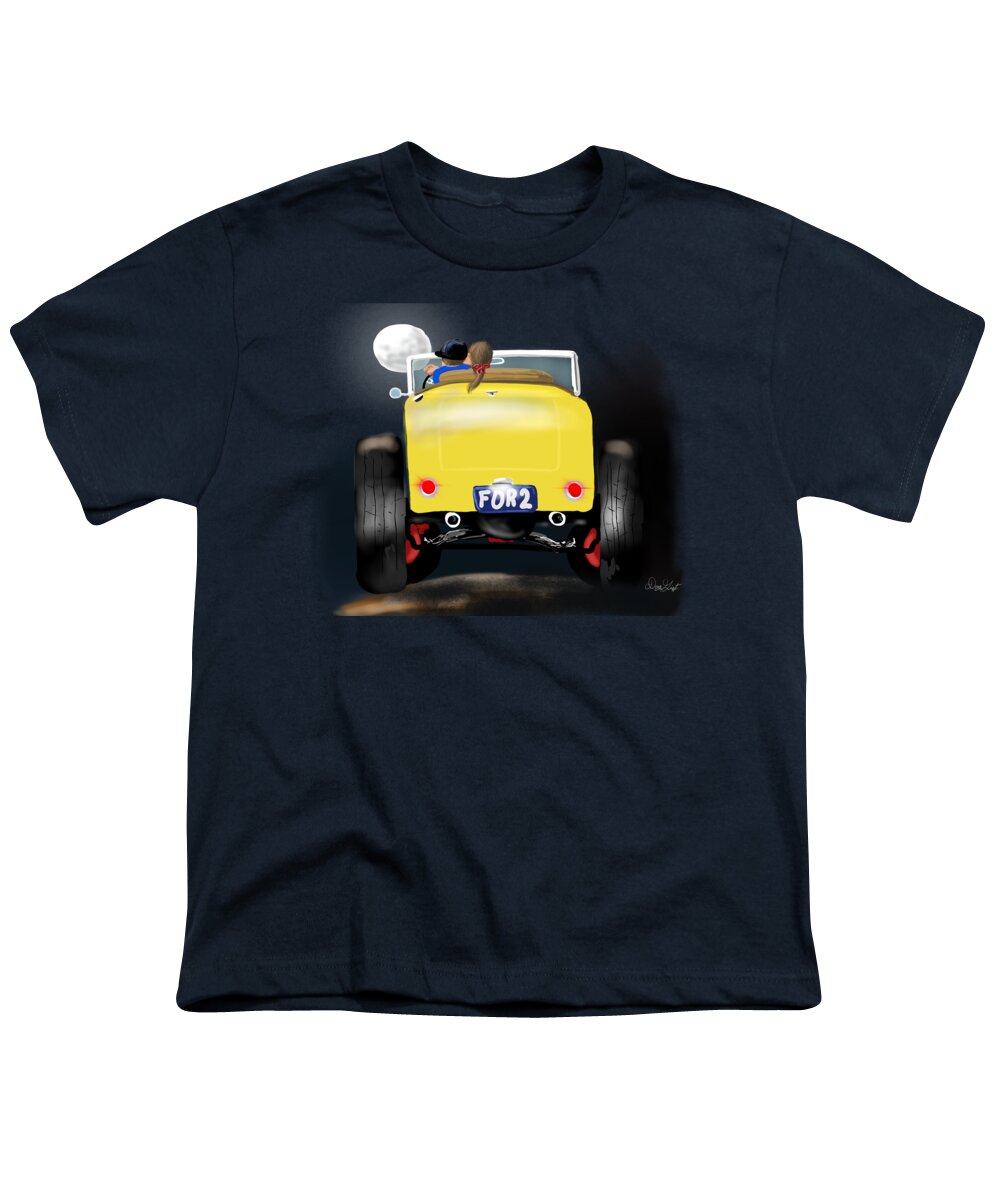 Hot Rod Youth T-Shirt featuring the digital art Roadster Love by Doug Gist