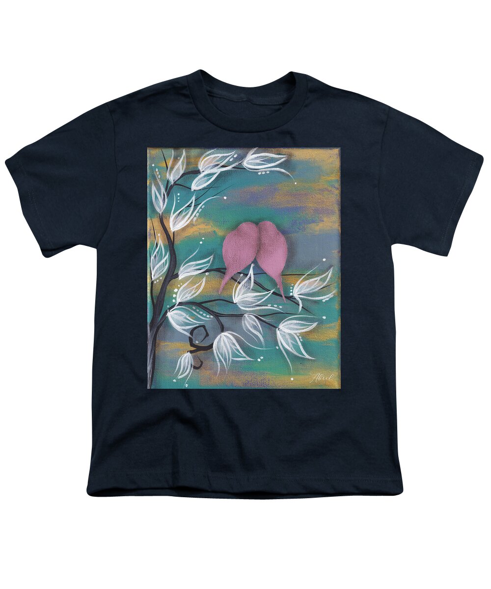 Love Birds Youth T-Shirt featuring the painting Sempre insieme by Abril Andrade