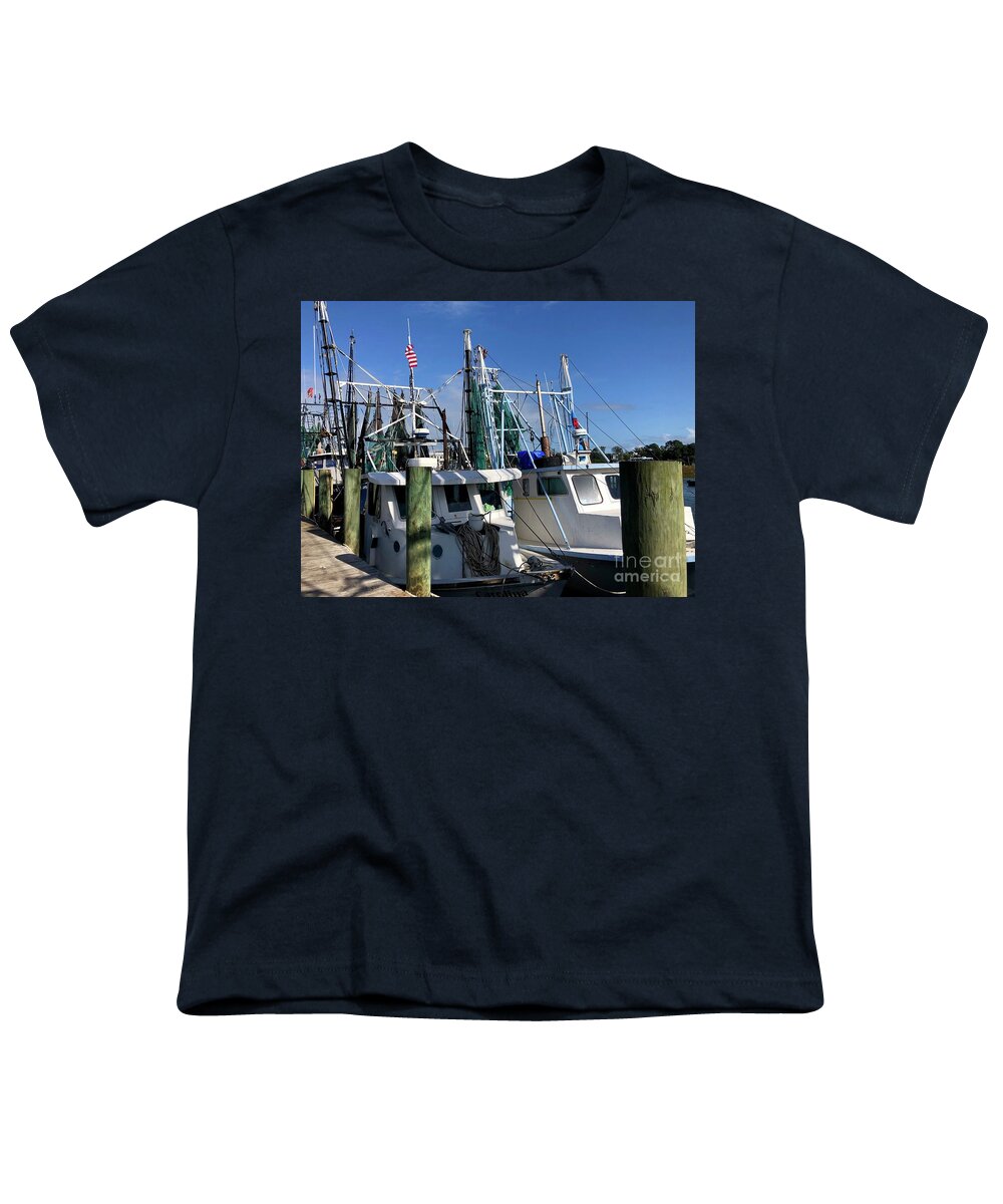 Shrimp Boats Youth T-Shirt featuring the photograph Shrimp Boats by Flavia Westerwelle