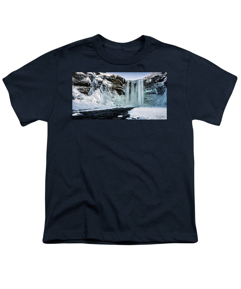Iceland Youth T-Shirt featuring the photograph Skogafoss Waterfall by Gary Johnson