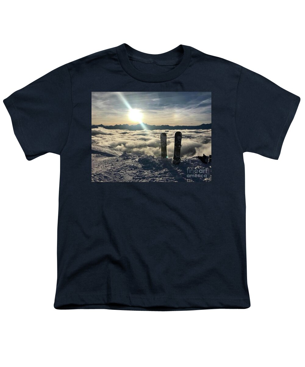 Lenzerheide Youth T-Shirt featuring the photograph Snowboarding in Heaven by Manuela's Camera Obscura