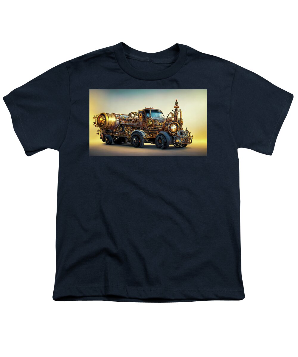 Truck Youth T-Shirt featuring the digital art Steampunk Truck 01 by Matthias Hauser