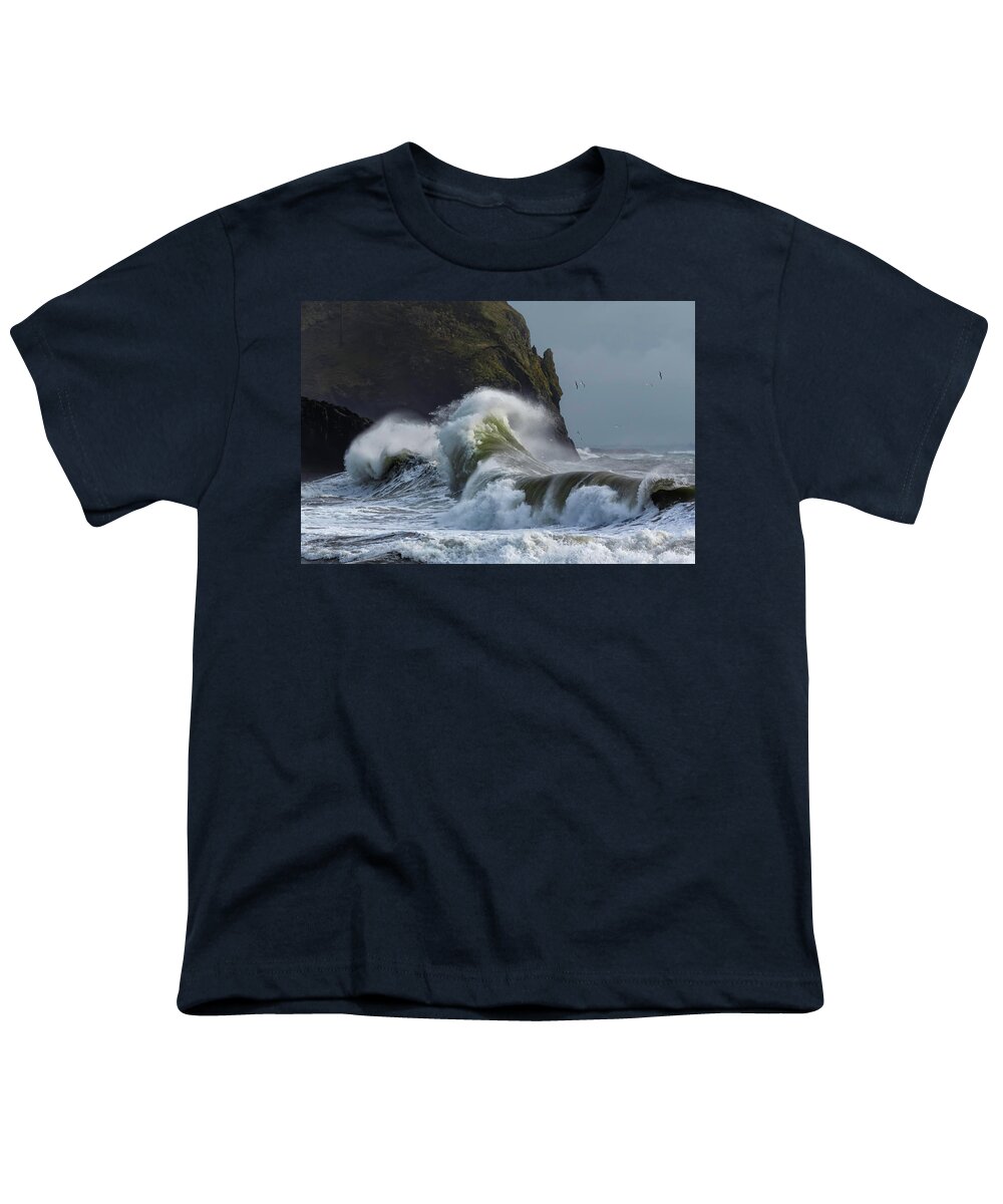 Sunlit Waves Youth T-Shirt featuring the photograph Sunlit Waves by Wes and Dotty Weber