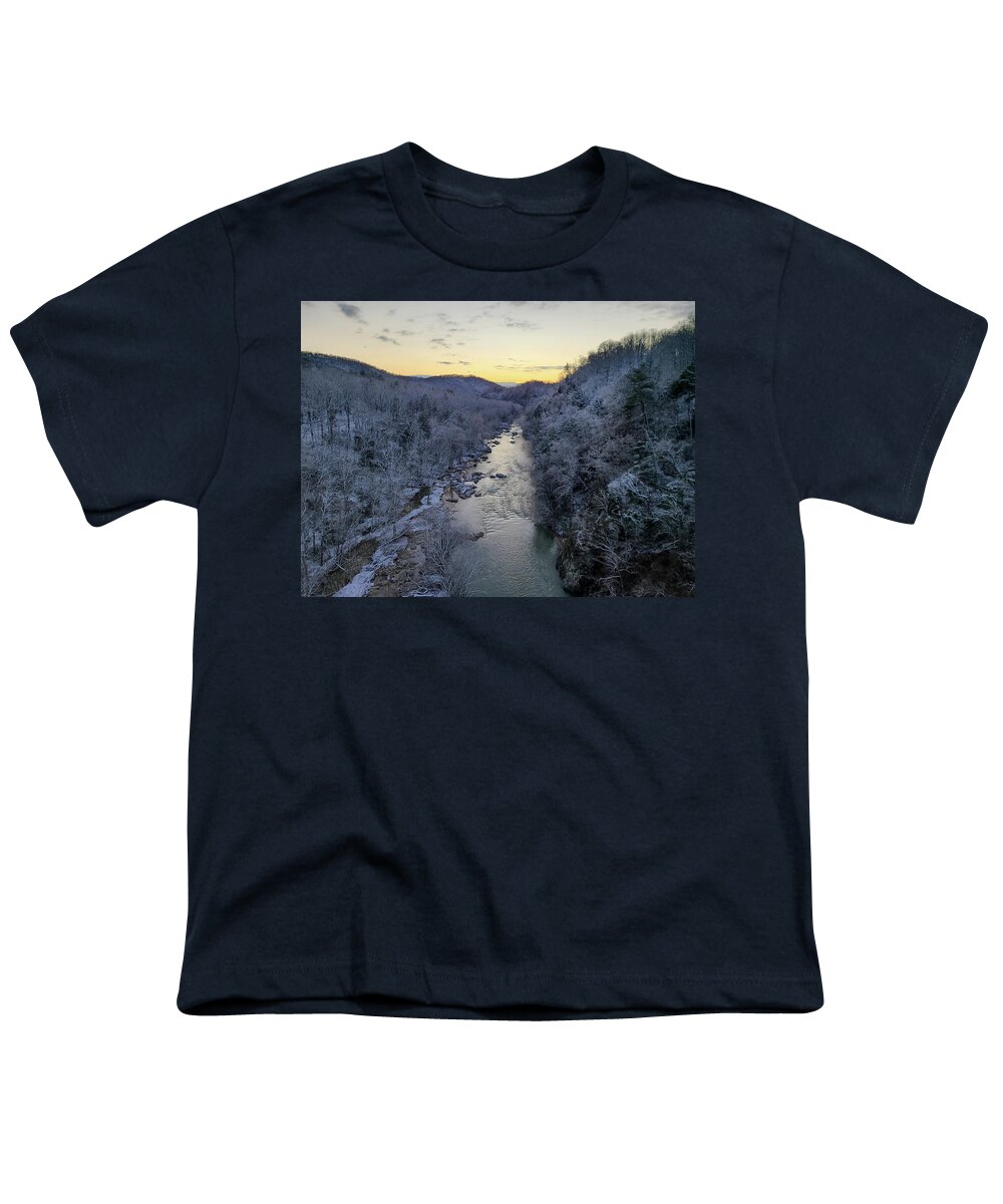 Blue Ridge Parkway Youth T-Shirt featuring the photograph Sunrise after Snow by Deb Beausoleil