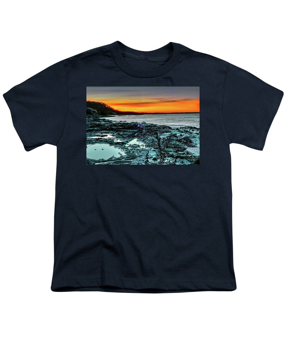 Australia Youth T-Shirt featuring the photograph Sunset and Rocks Cowie Beach by Frank Lee