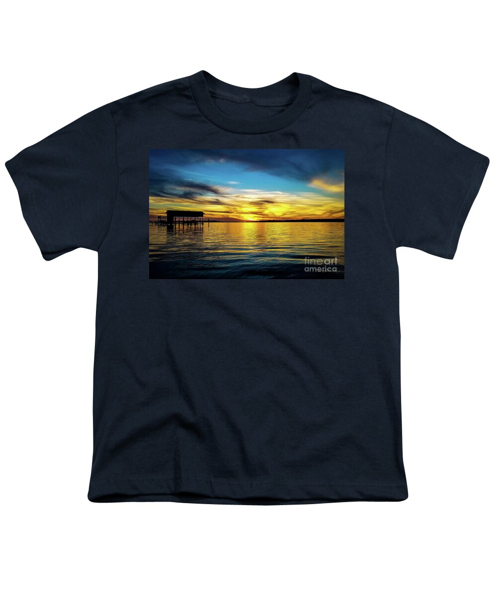 Sunset Youth T-Shirt featuring the photograph Sunset Reflection on Perdido Bay by Beachtown Views