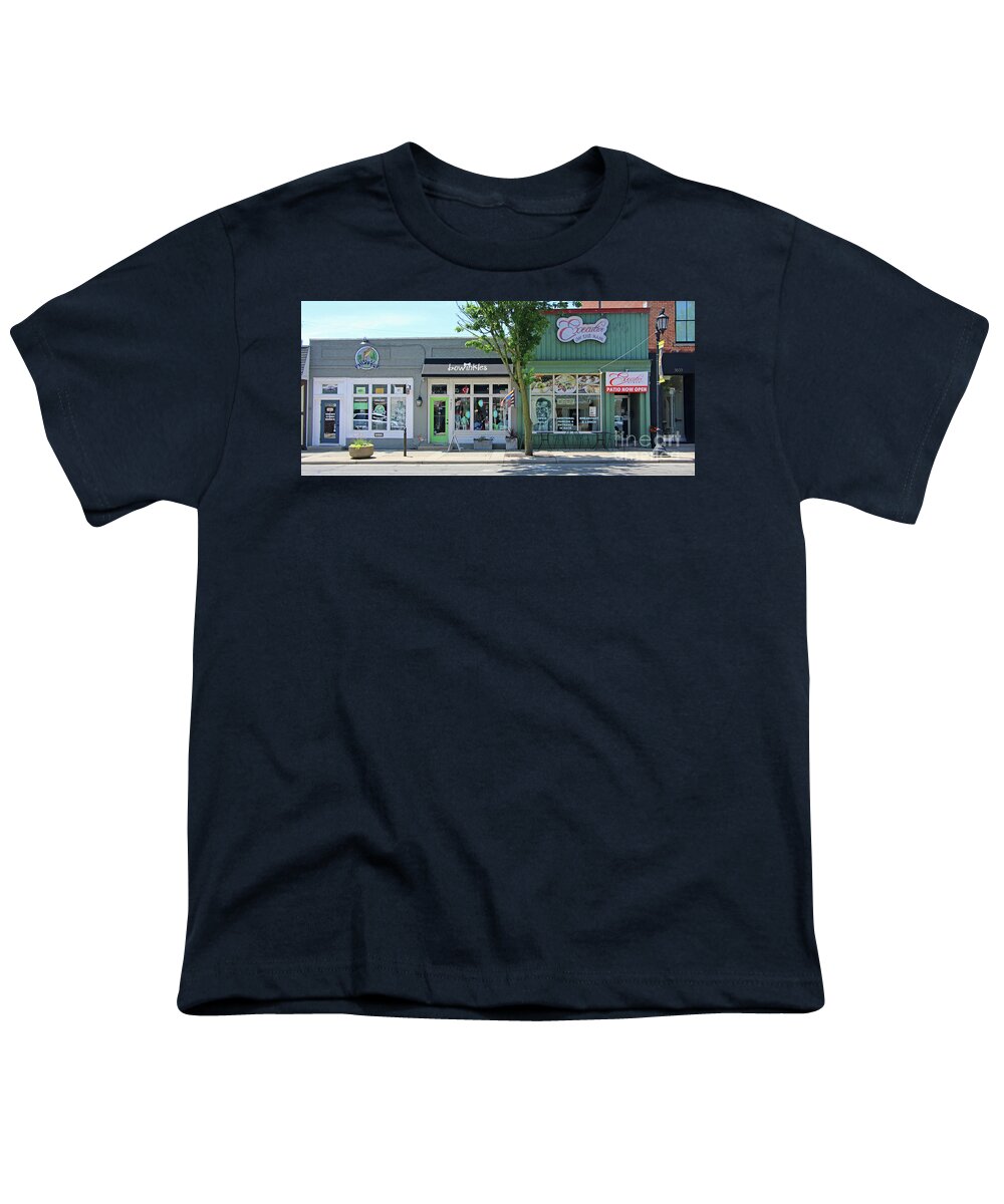 Shops Youth T-Shirt featuring the photograph Sylvania Ohio Sidewalk Shops 7802 by Jack Schultz