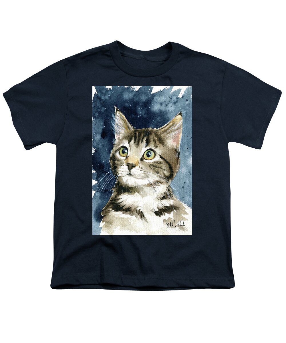 Cats Youth T-Shirt featuring the painting Tabby Kitten Painting by Dora Hathazi Mendes