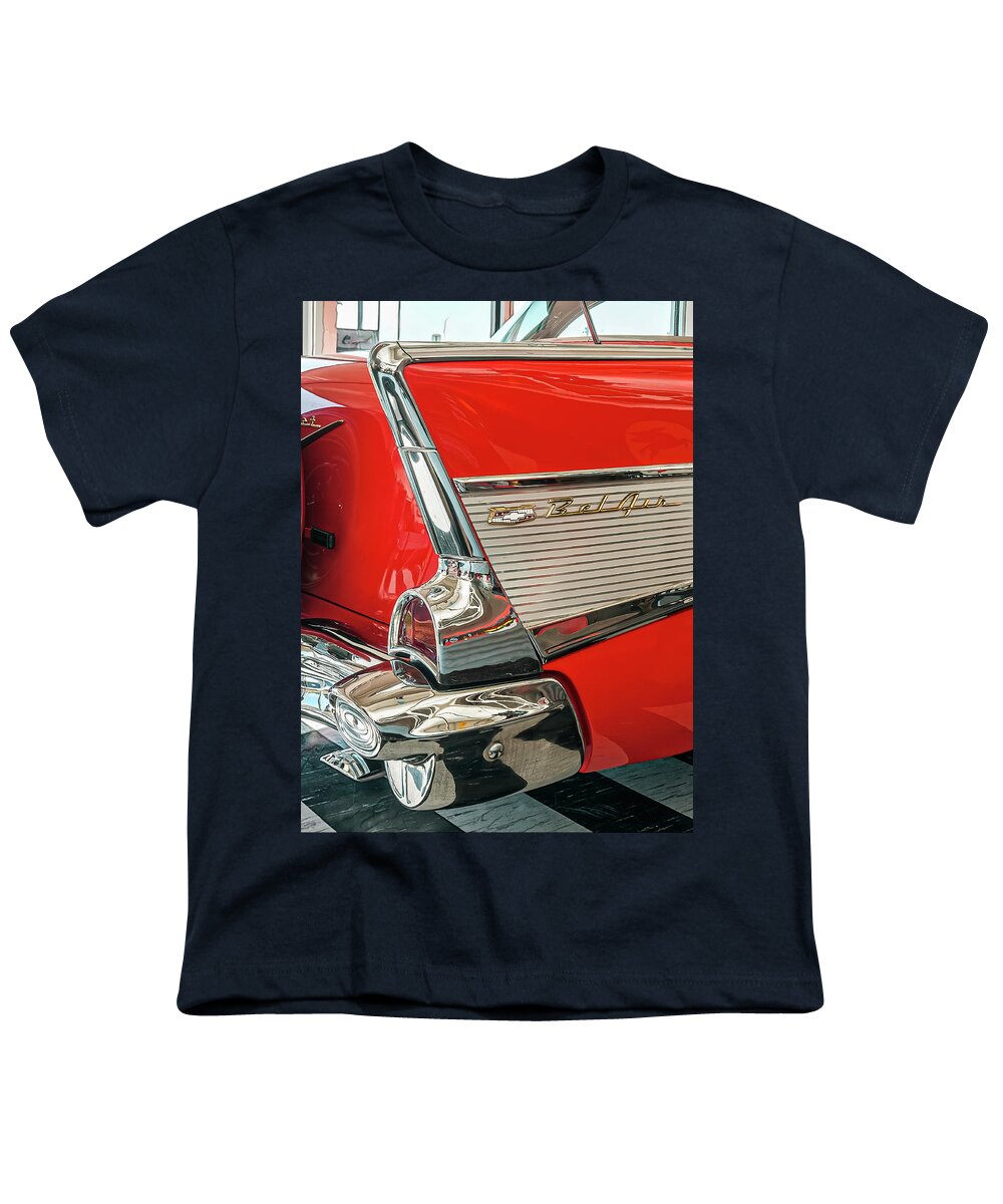© 2012 Lou Novick Youth T-Shirt featuring the photograph Tail Fin 1956 Chevy Bel Air by Lou Novick