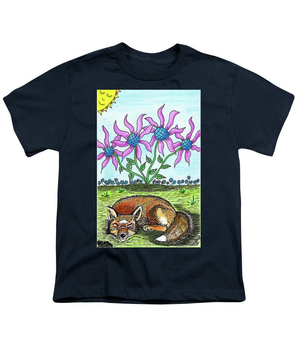 Fox Youth T-Shirt featuring the painting The Sleeping Fox by Christina Wedberg
