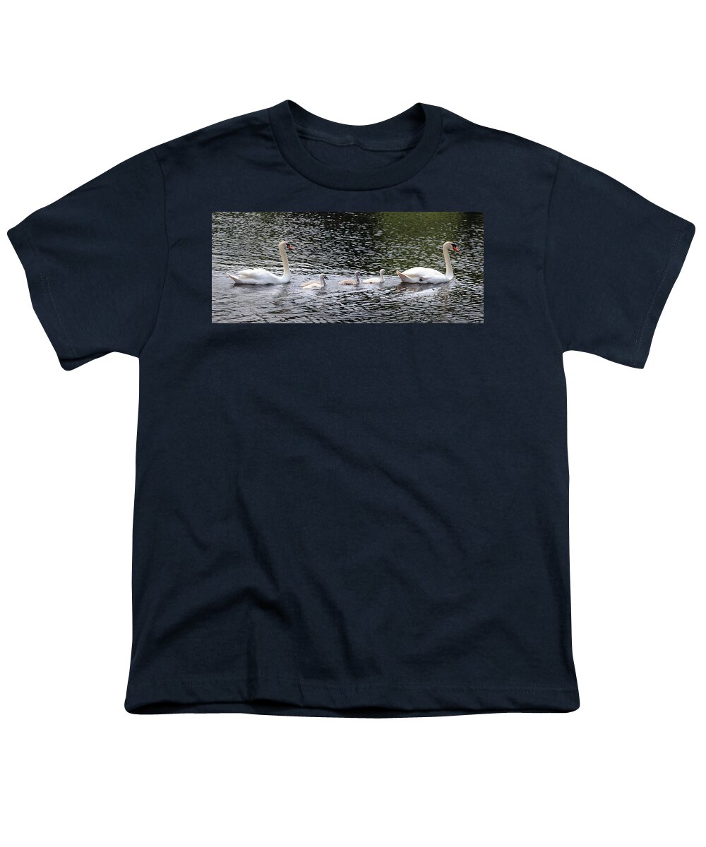 Swan Family Youth T-Shirt featuring the photograph The Swan Family by David T Wilkinson