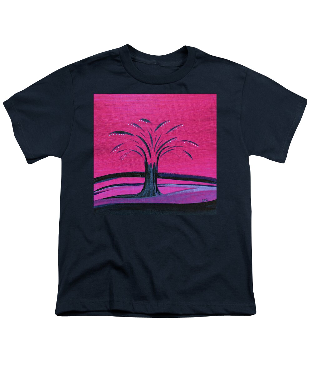 Tree Youth T-Shirt featuring the painting Tree in Pink by Corinne Carroll