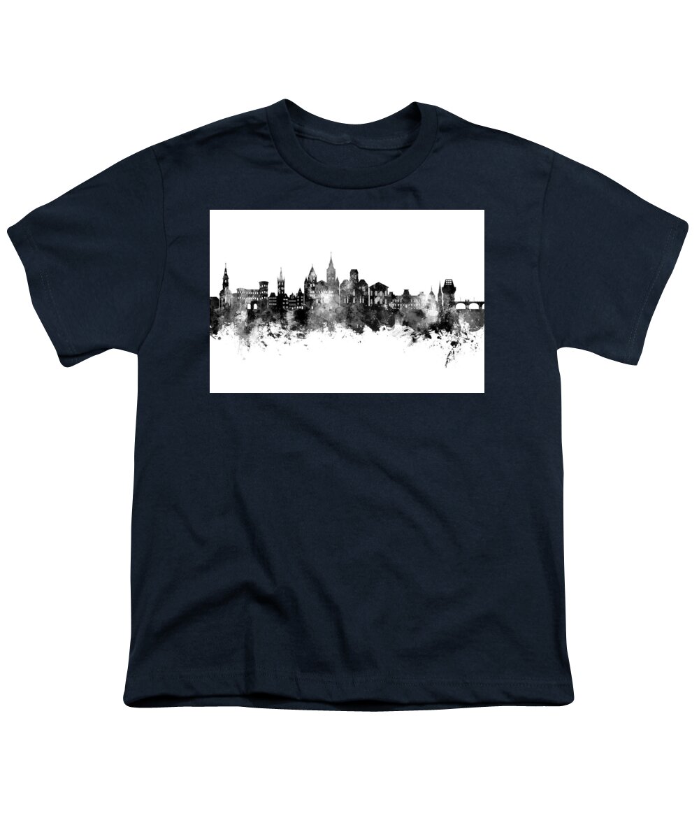 Trier Youth T-Shirt featuring the digital art Trier Germany Skyline #08 by Michael Tompsett