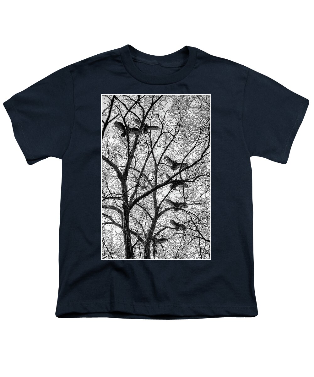 Birds Youth T-Shirt featuring the photograph Turkey Vultures Photography by Louis Dallara