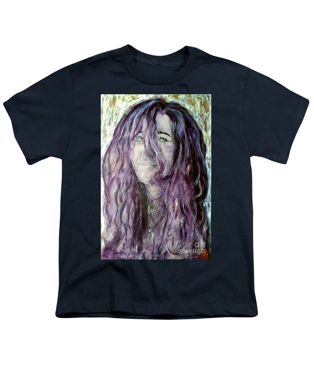 Contemporary Art Portrait Youth T-Shirt featuring the painting W119 flor de liz by KUNST MIT HERZ Art with heart