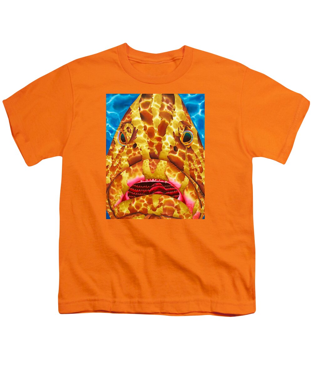 Nassau Grouper Youth T-Shirt featuring the painting Nassau Grouper by Daniel Jean-Baptiste