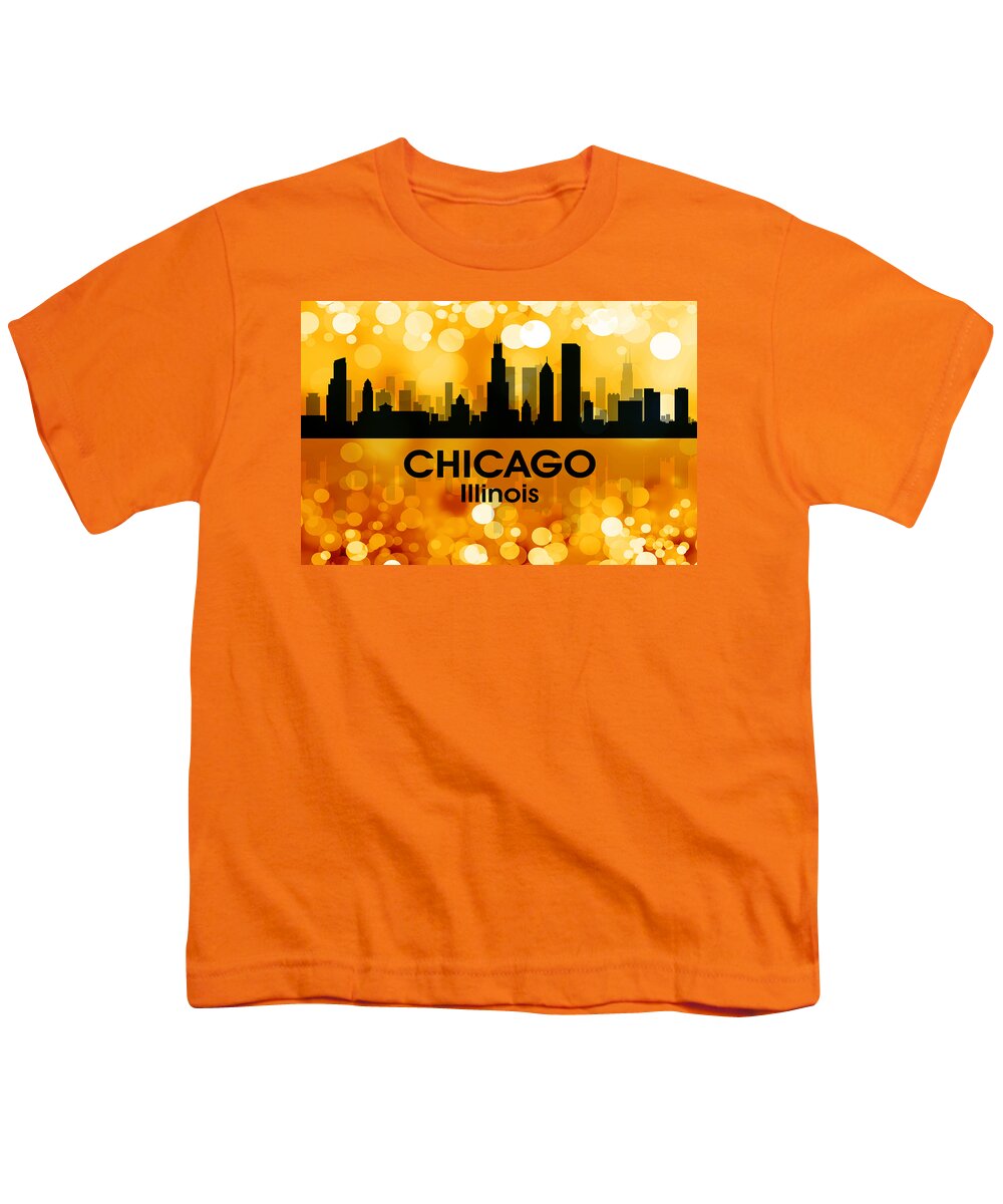 City Silhouette Youth T-Shirt featuring the digital art Chicago IL 3 by Angelina Tamez
