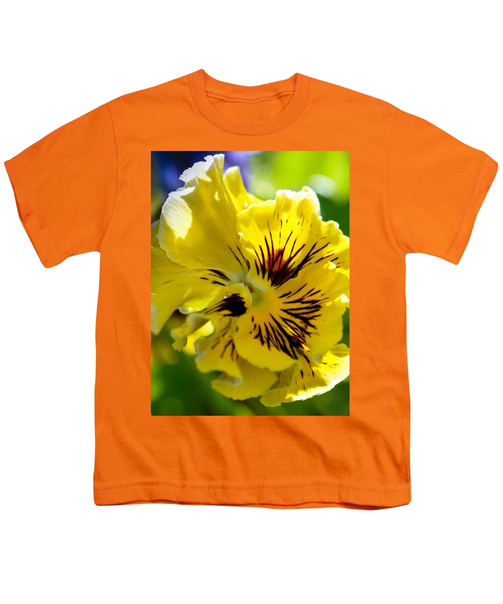 Pansy Youth T-Shirt featuring the photograph Close Yellow Pansy by Amy Porter