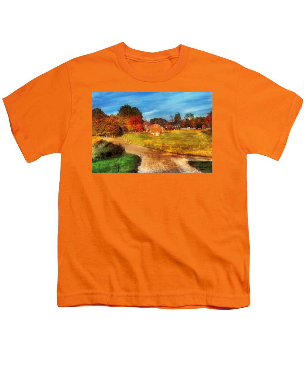 Savad Youth T-Shirt featuring the digital art Farm - Barn - A walk in the country by Mike Savad