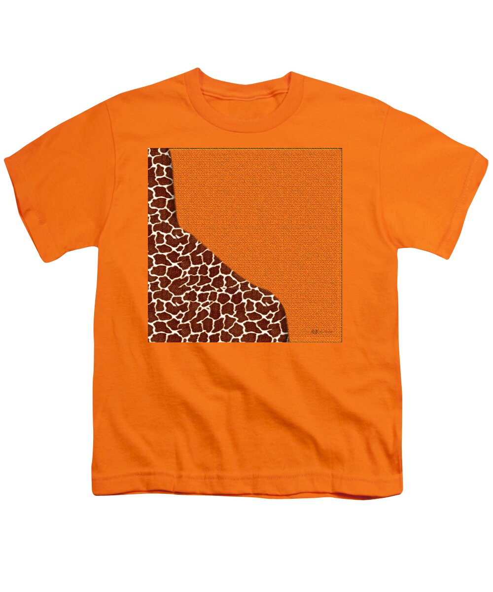 'beasts Creatures And Critters' Collection By Serge Averbukh Youth T-Shirt featuring the digital art Giraffe Furry Bottom on Orange by Serge Averbukh