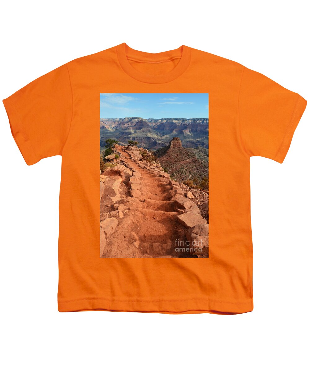 Travelpixpro Youth T-Shirt featuring the photograph Grand Canyon South Kaibab Trail and Oneill Butte Vertical by Shawn O'Brien