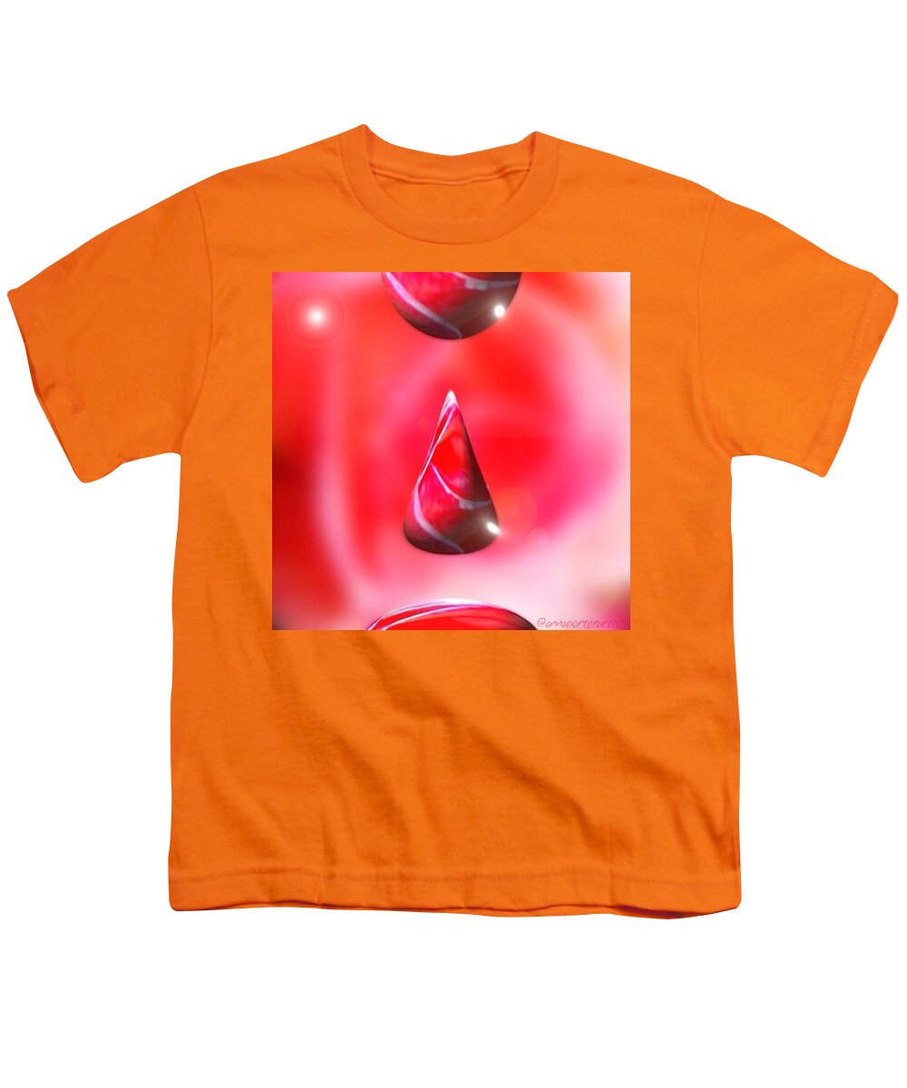 Abstract Youth T-Shirt featuring the photograph Holiday Droplet - Christmas Rose by Anna Porter