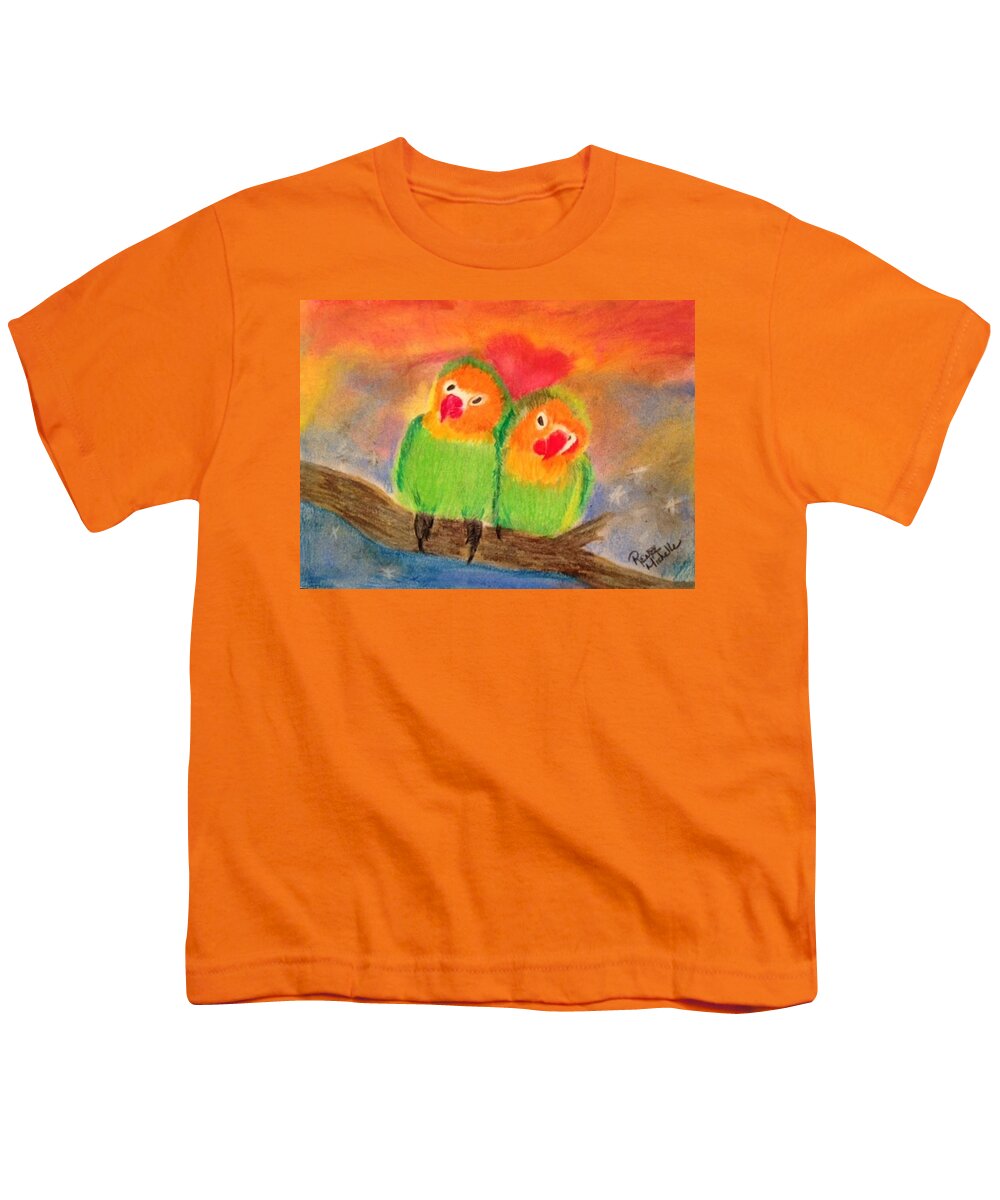 Lovebirds Youth T-Shirt featuring the pastel Love is on the Rise by Renee Michelle Wenker