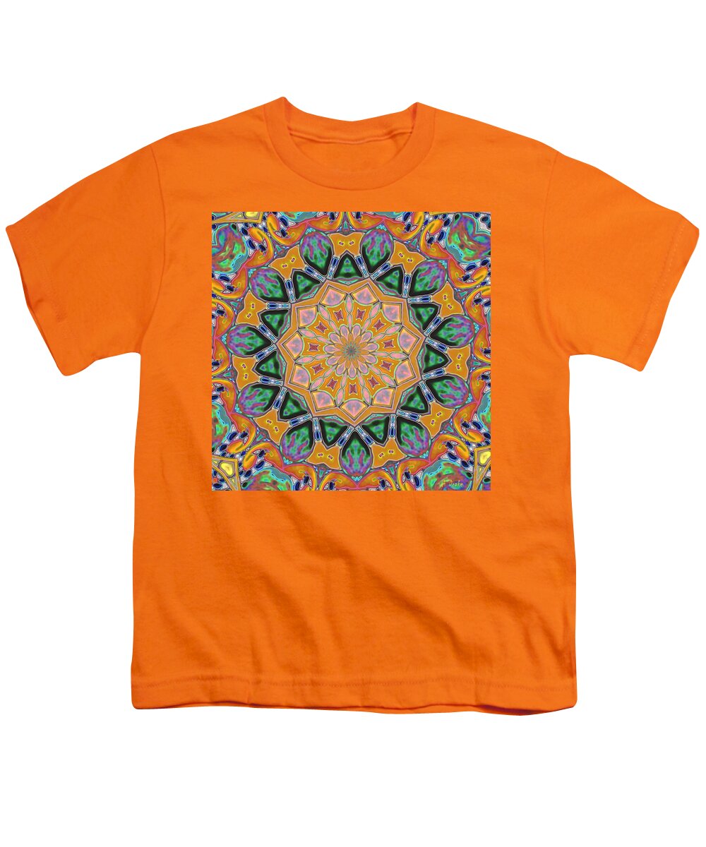 Abstract Youth T-Shirt featuring the digital art Melon Kaleidoscope by Alec Drake
