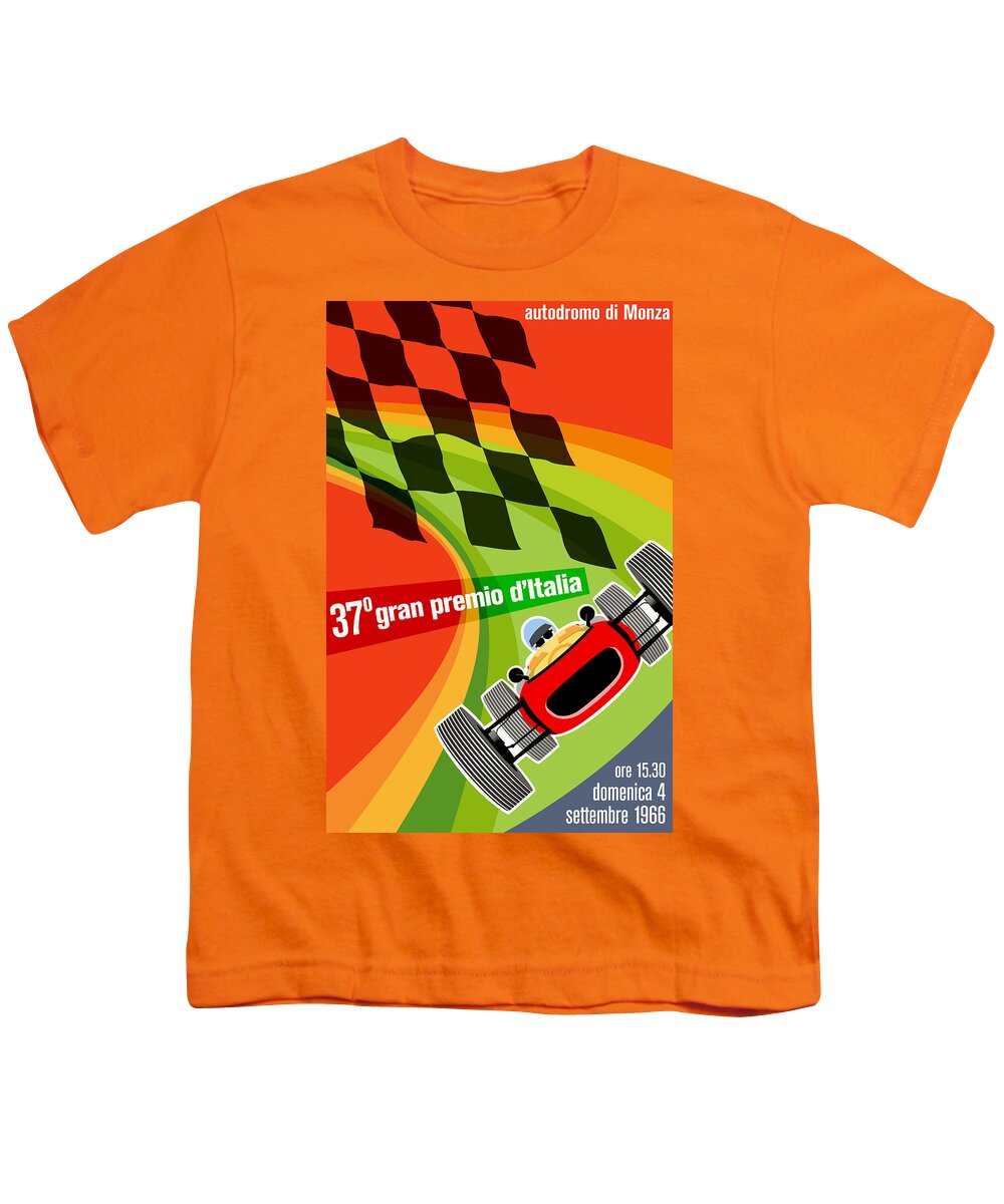 Monza Youth T-Shirt featuring the digital art Monza Grand Prix 1966 by Georgia Clare