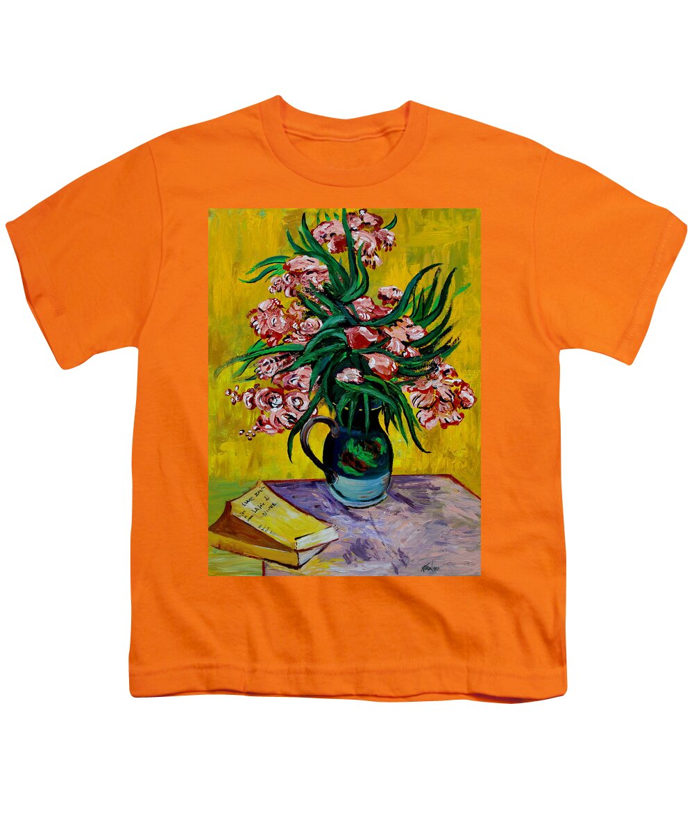 Oleander Youth T-Shirt featuring the painting Oleanders by Karon Melillo DeVega