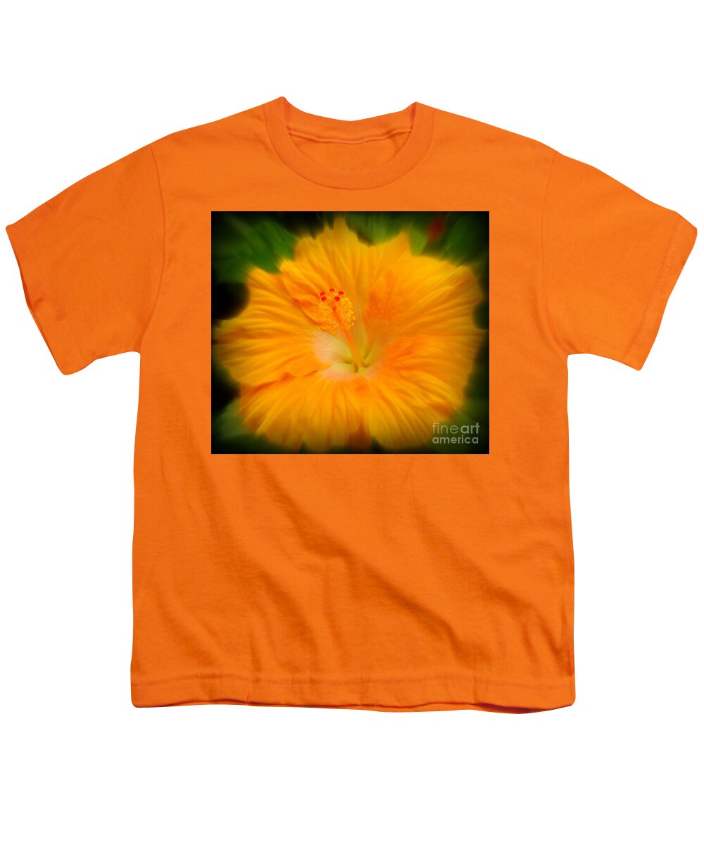 Hibiscus Youth T-Shirt featuring the photograph Orange Hibiscus Flower by Clare Bevan