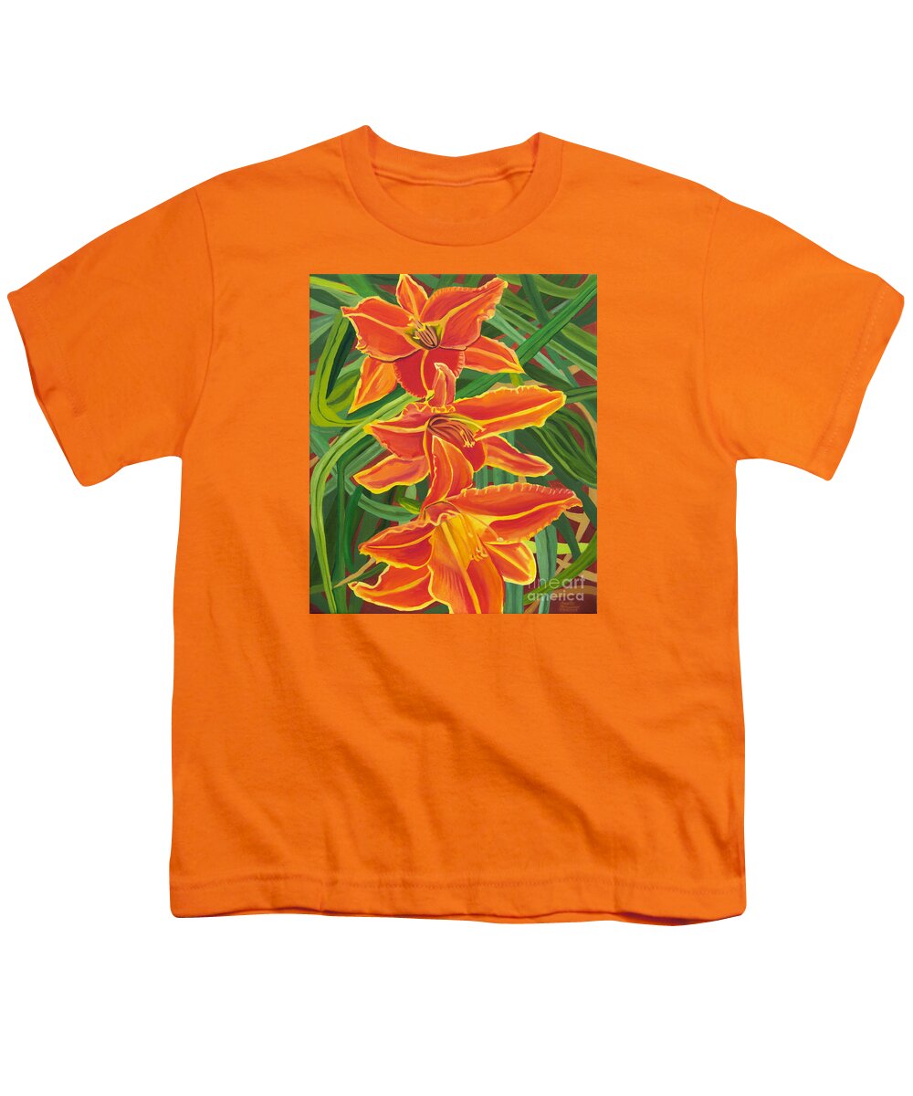 Orange Lilies Youth T-Shirt featuring the painting Orange Lilies by Annette M Stevenson