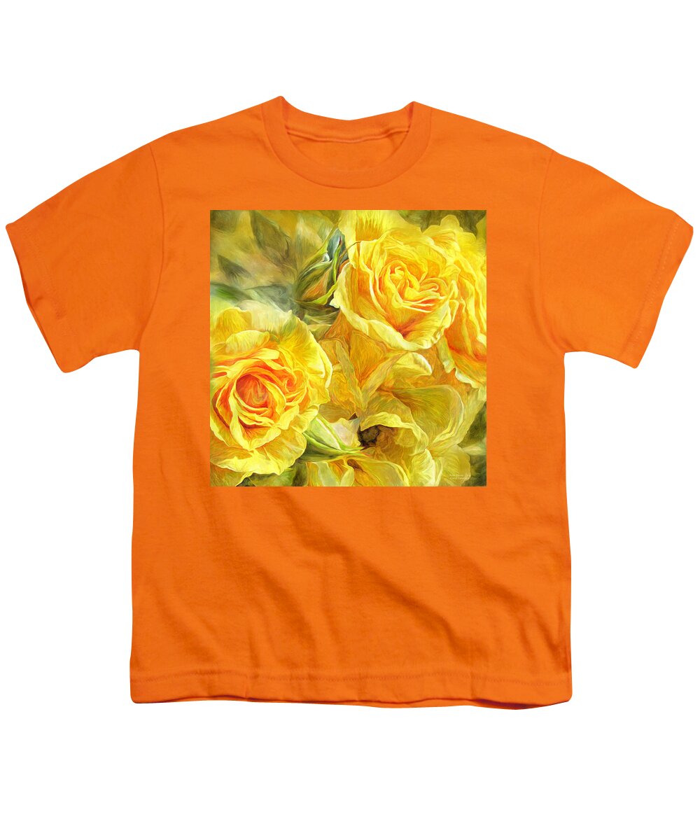 Rose Youth T-Shirt featuring the mixed media Rose Moods - Joy by Carol Cavalaris