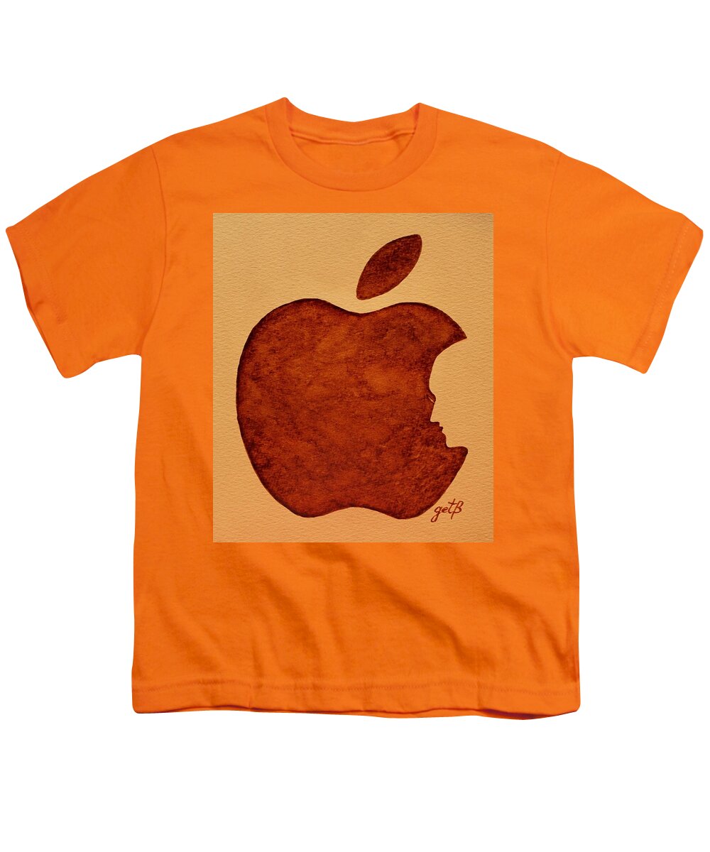 Steve Jobs Tribut Paintings Paintings Youth T-Shirt featuring the painting Think Different Steve Jobs 3 by Georgeta Blanaru