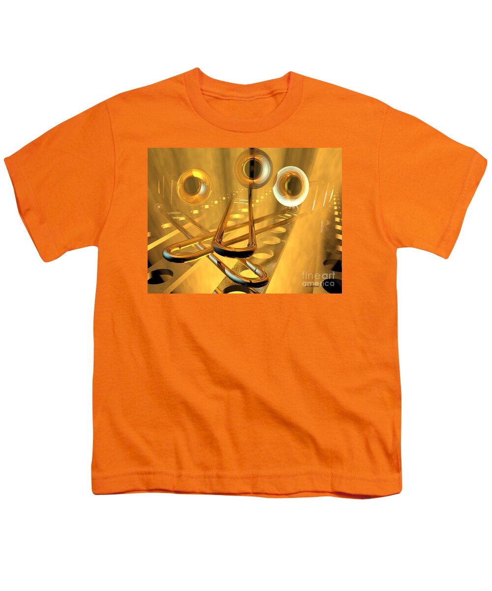 Three Trombones Youth T-Shirt featuring the digital art Three Trombones by Vintage Collectables