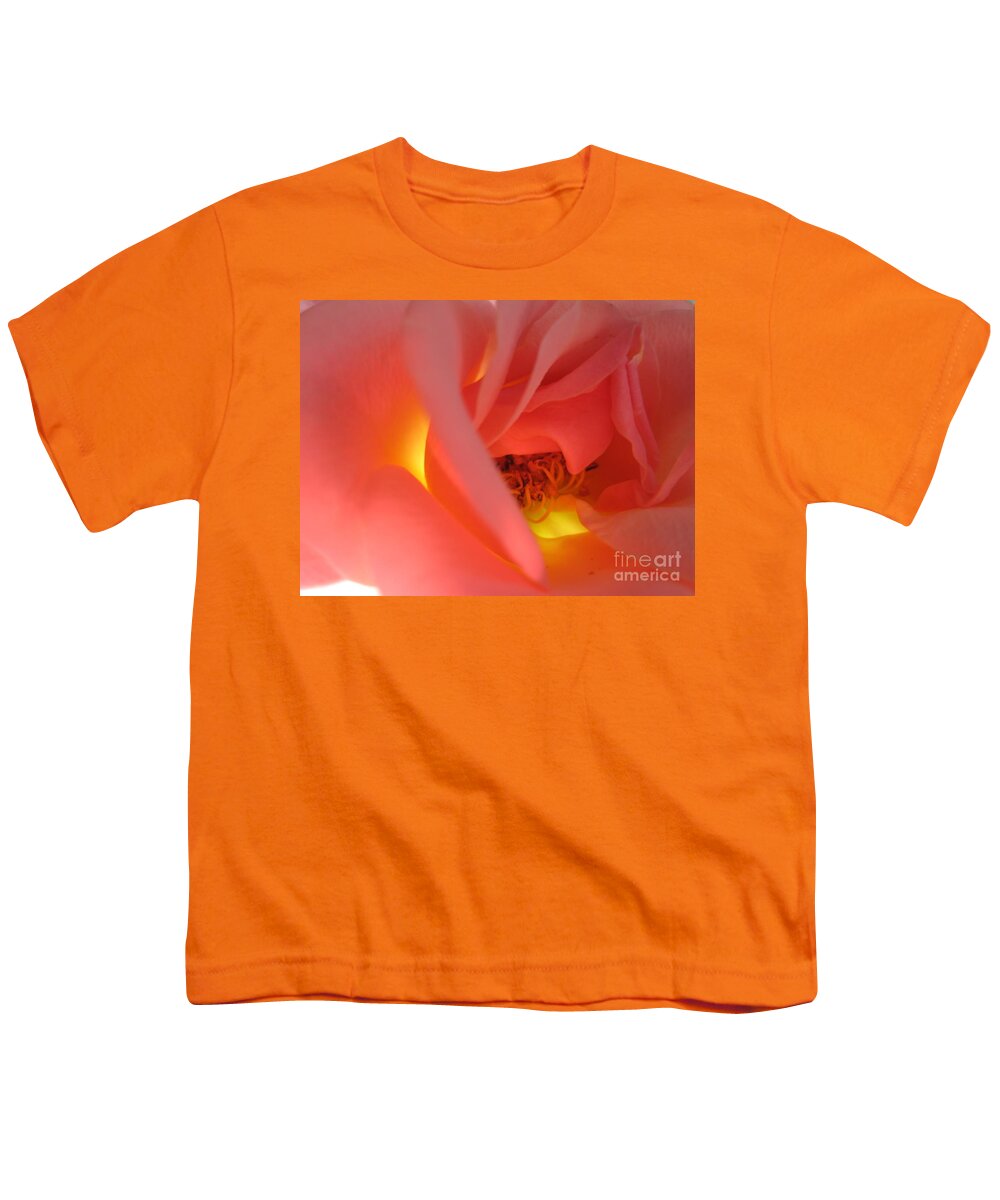 Floral Youth T-Shirt featuring the photograph Warm Glow Pink Rose 2 by Tara Shalton