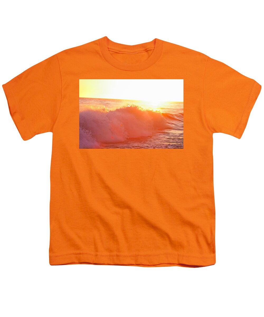 Waves Youth T-Shirt featuring the photograph Waves in Sunset by Alexander Fedin