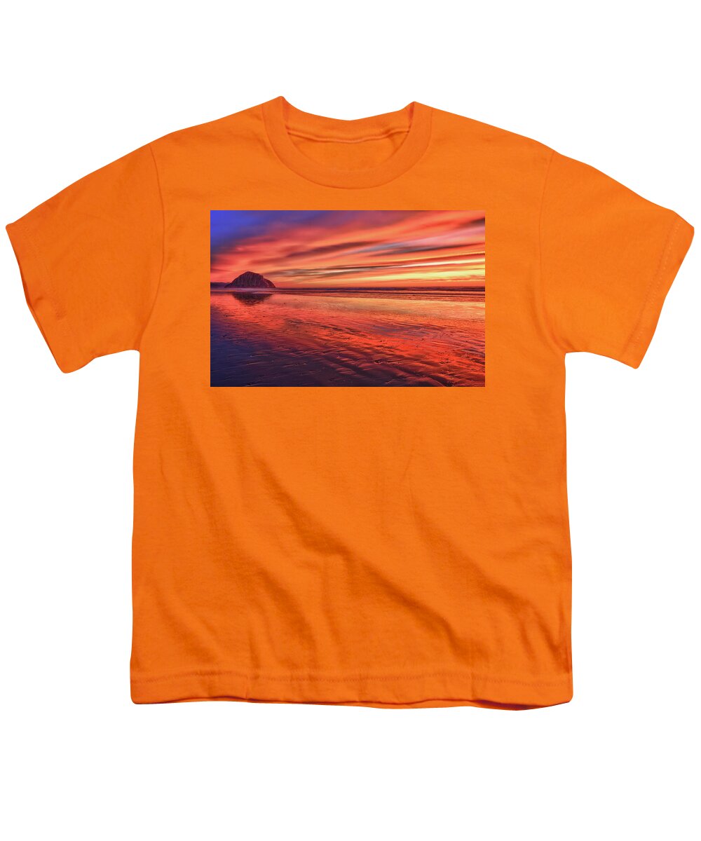 Morro Bay Youth T-Shirt featuring the photograph Brilliant Sunset by Beth Sargent